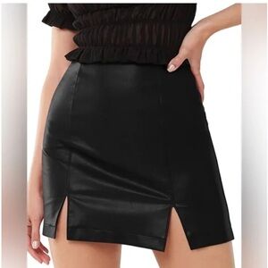 Mango pop Black Faux Leather Mini Skirt